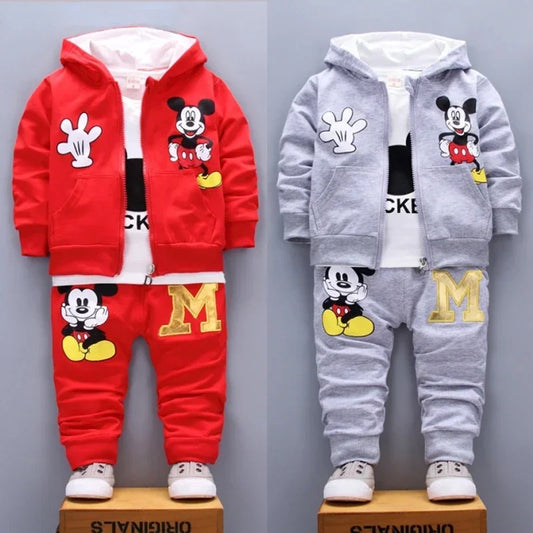 Spring & Autumn New Boys' 3-Piece Set – Mickey Hoodie, T-Shirt & Pants