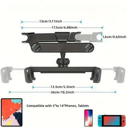 Car Tablet Holder, Headrest Mount Compatible with Devices 4.7-12.9 inches