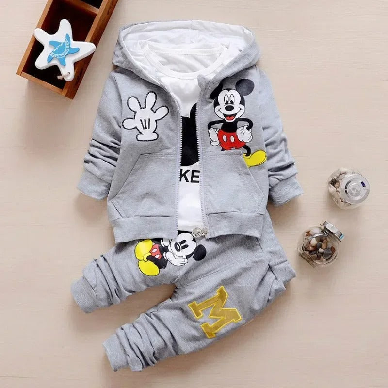 Spring & Autumn New Boys' 3-Piece Set – Mickey Hoodie, T-Shirt & Pants