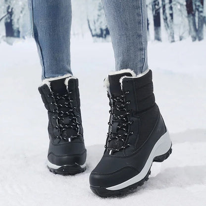 Ankel Boots for Women Winter Outdoor Warm Snow Boots Chunky Platform Waterproof Non-slip Warm Shoes Woman Boots Plus Size Casual