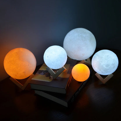 3D Star Moon Touch Lamp - USB Rechargeable Night Light