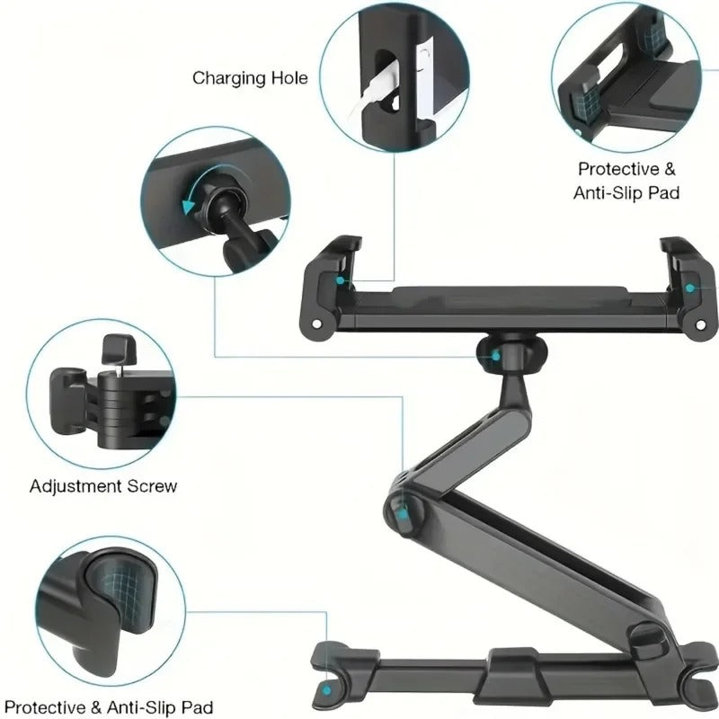 Car Tablet Holder, Headrest Mount Compatible with Devices 4.7-12.9 inches