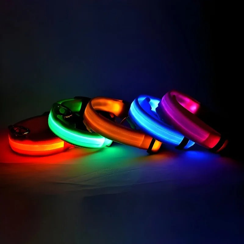 ED Nylon Glow-in-the-Dark Dog Collar - Safety Flashing Pet Accessory