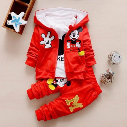 Spring & Autumn New Boys' 3-Piece Set – Mickey Hoodie, T-Shirt & Pants