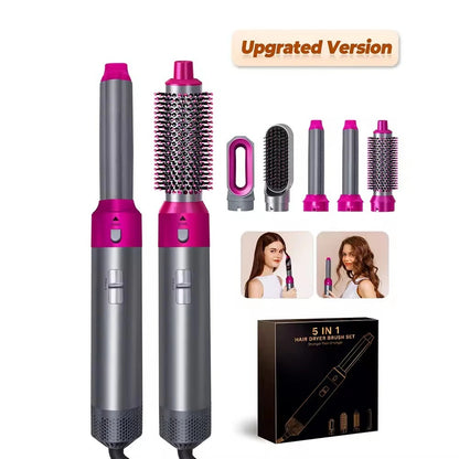 5-in-1 Multi Hair Styler: Hair Dryer, Curling Iron, Straightener, Hair Brush, and Styler.